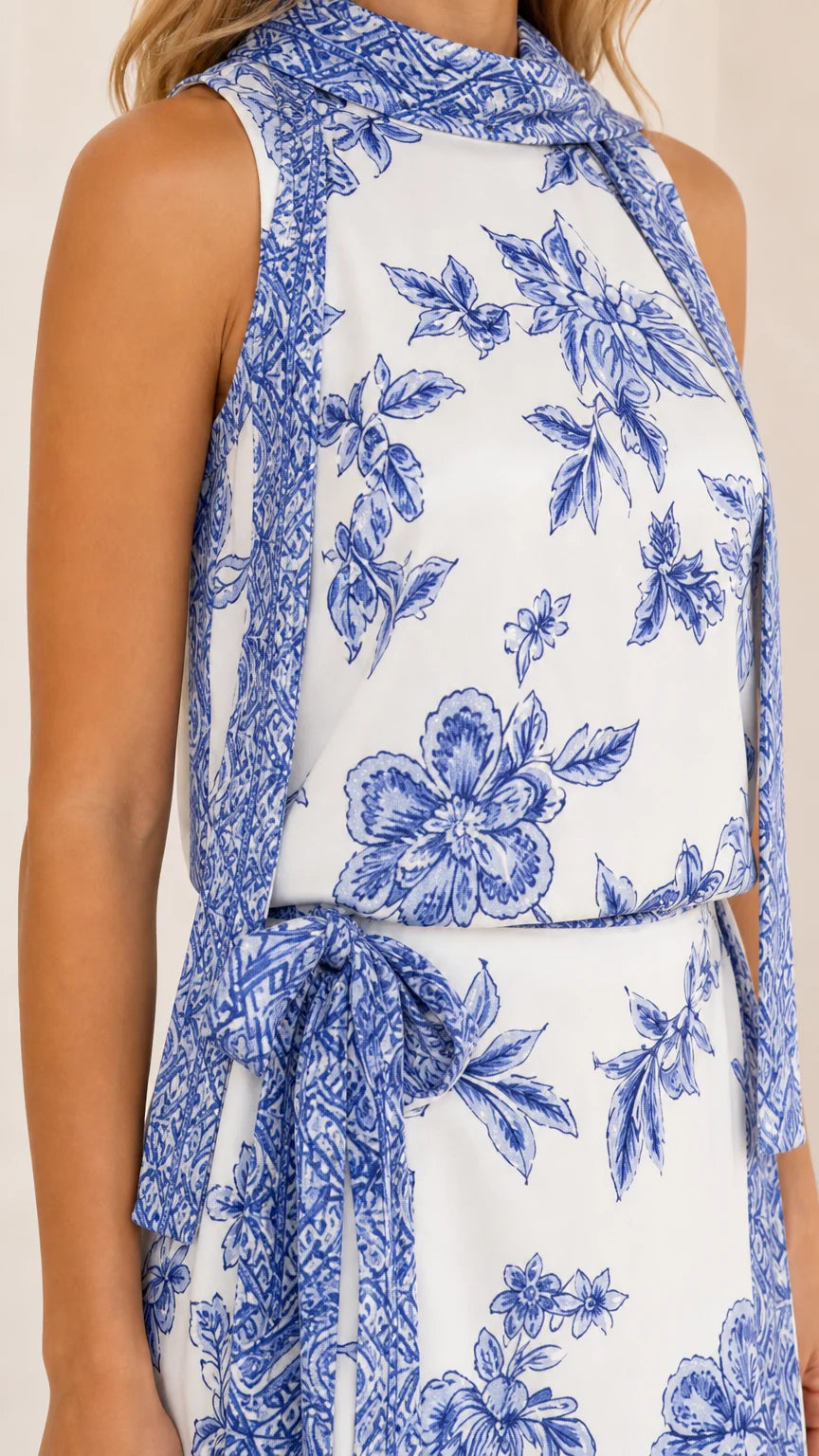Luxe Floral Neck-Tie Maxi Dress