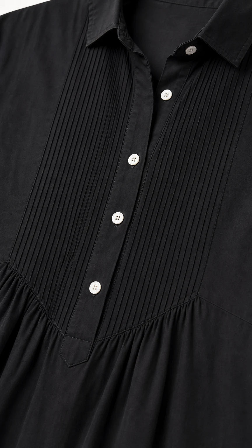 Imperial Pleated Midi Shirt Dress
