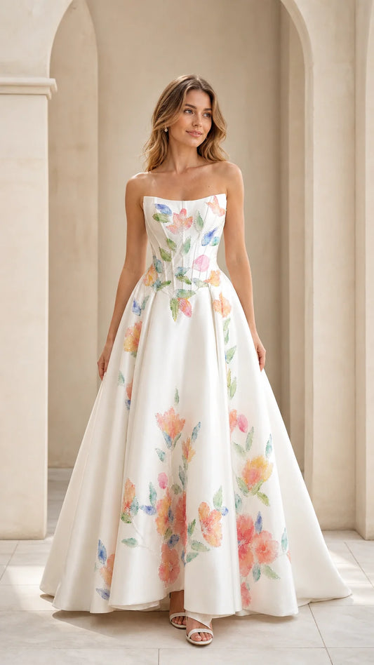 Pearl Mist Beaded Corset Gown