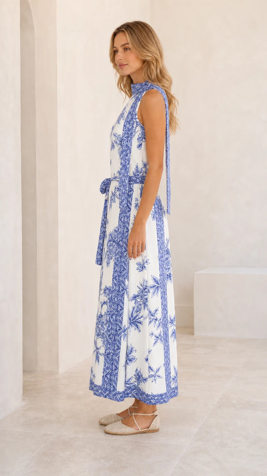 Luxe Floral Neck-Tie Maxi Dress