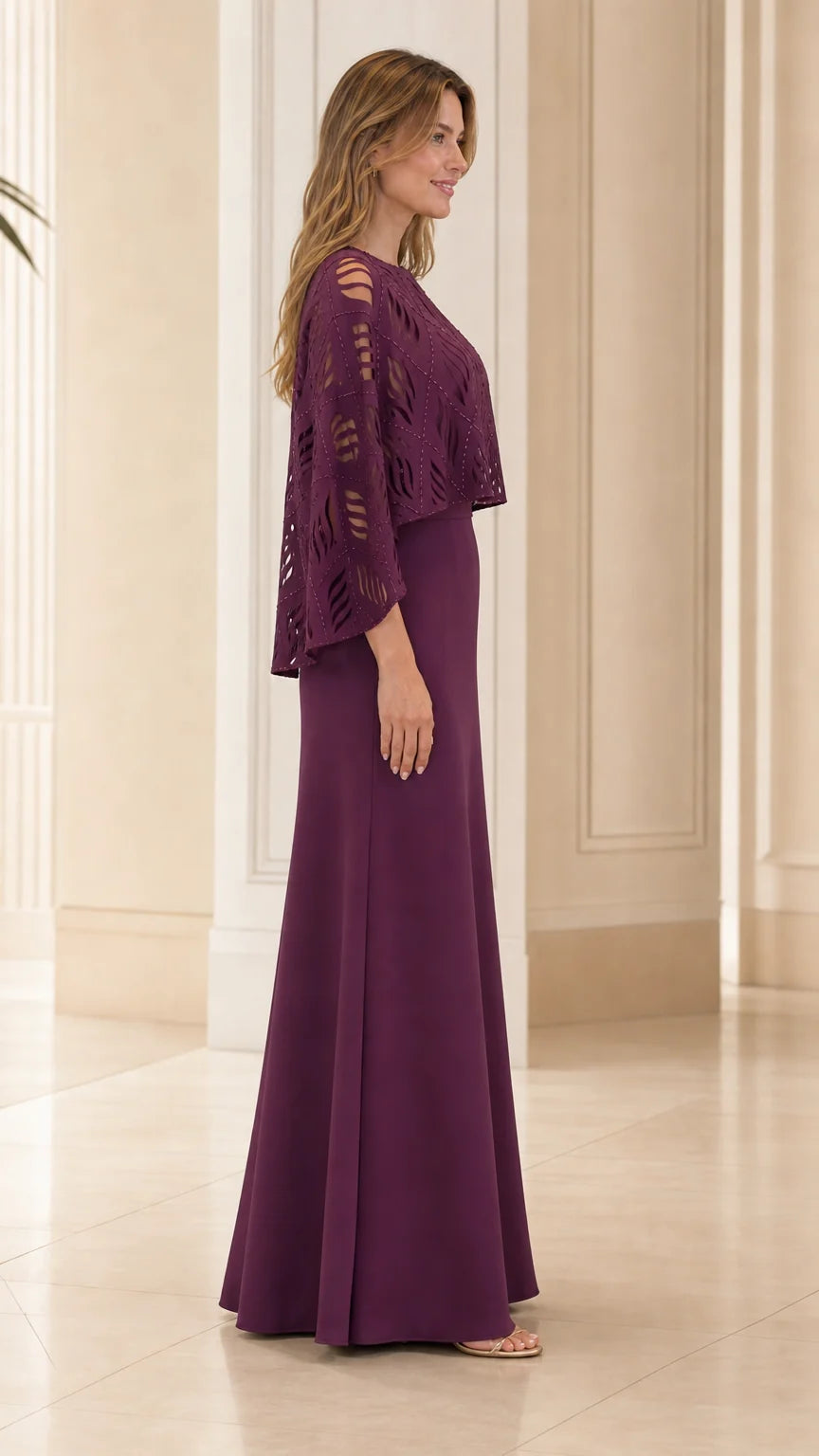 Pearl Cape Evening Gown