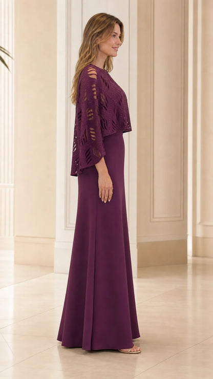Pearl Cape Evening Gown
