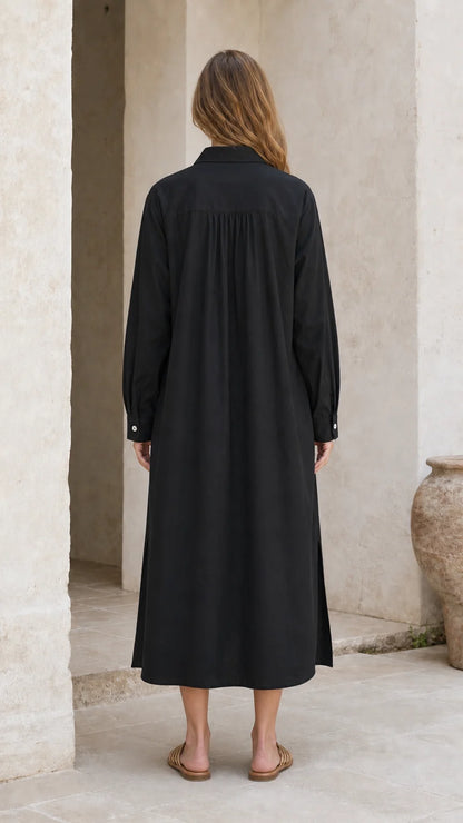 Imperial Pleated Midi Shirt Dress