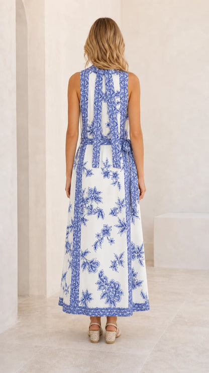 Luxe Floral Neck-Tie Maxi Dress