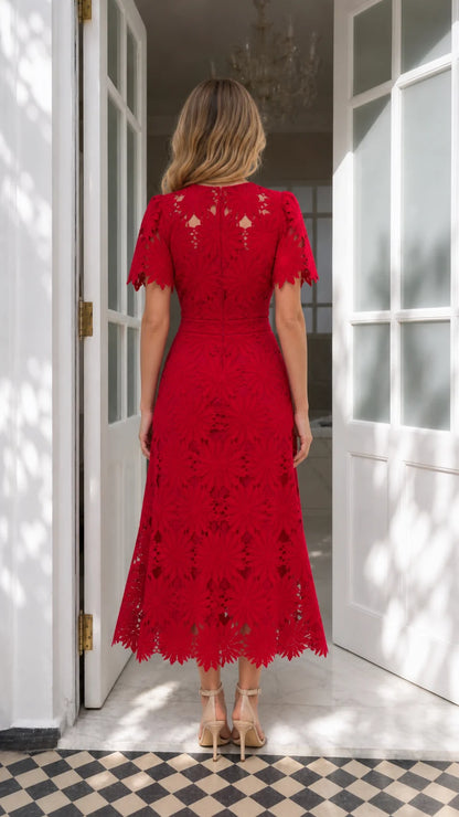 Rouge Lace Midi Dress