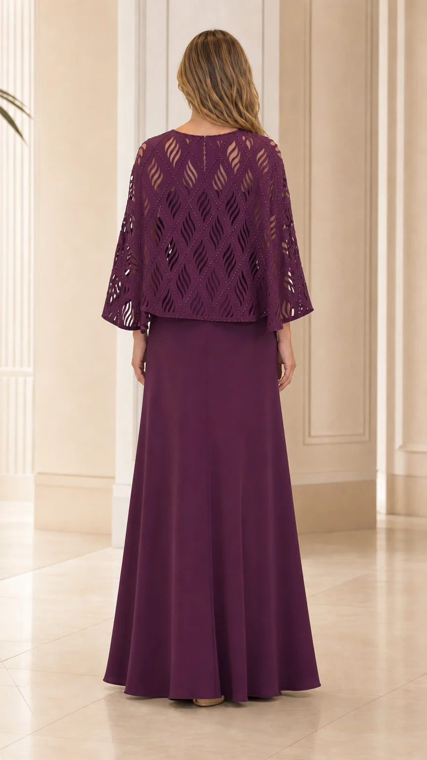 Pearl Cape Evening Gown