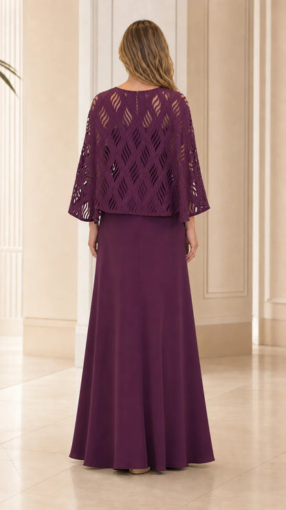 Pearl Cape Evening Gown
