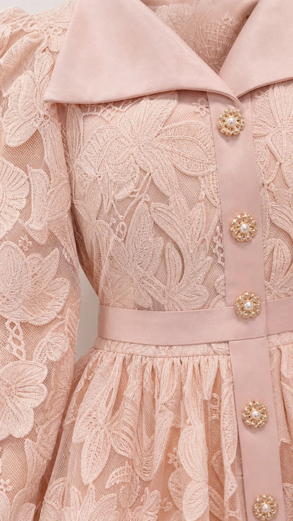 Pearl Lace Peplum Midi Dress