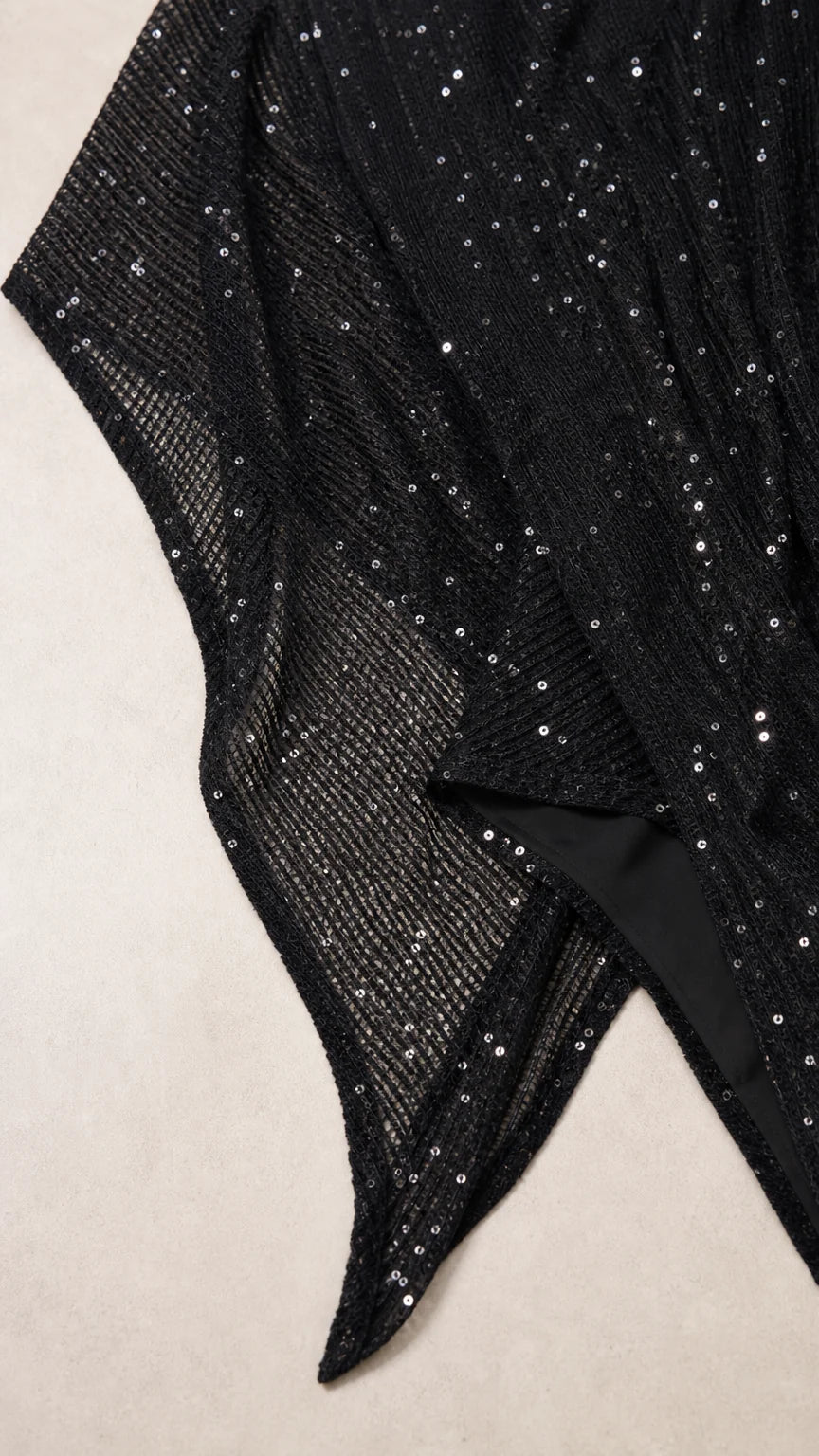Opal Sequin Capelet Evening Gown