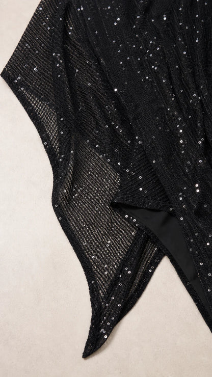 Opal Sequin Capelet Evening Gown