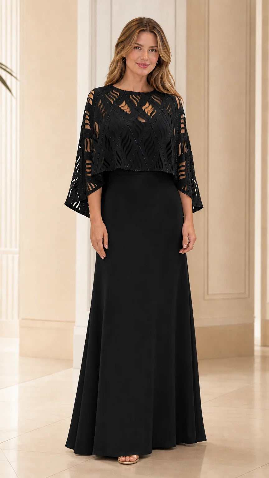 Pearl Cape Evening Gown