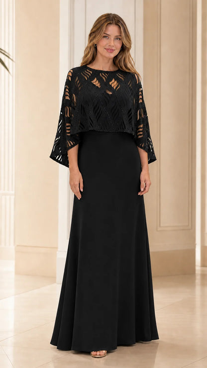Pearl Cape Evening Gown