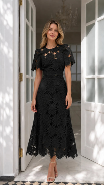 Rouge Lace Midi Dress