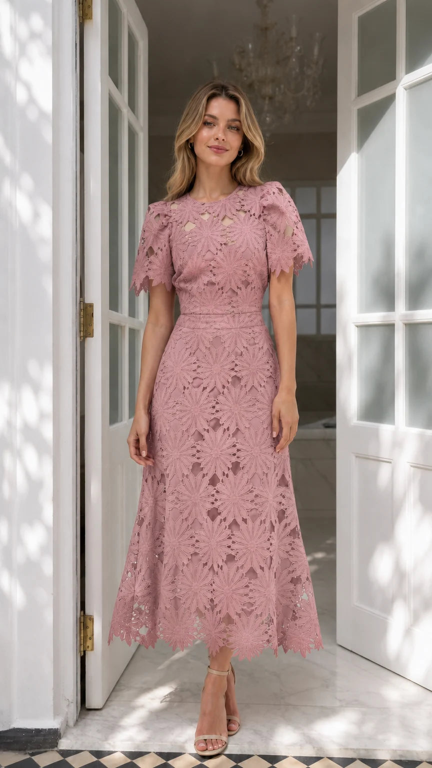 Rouge Lace Midi Dress
