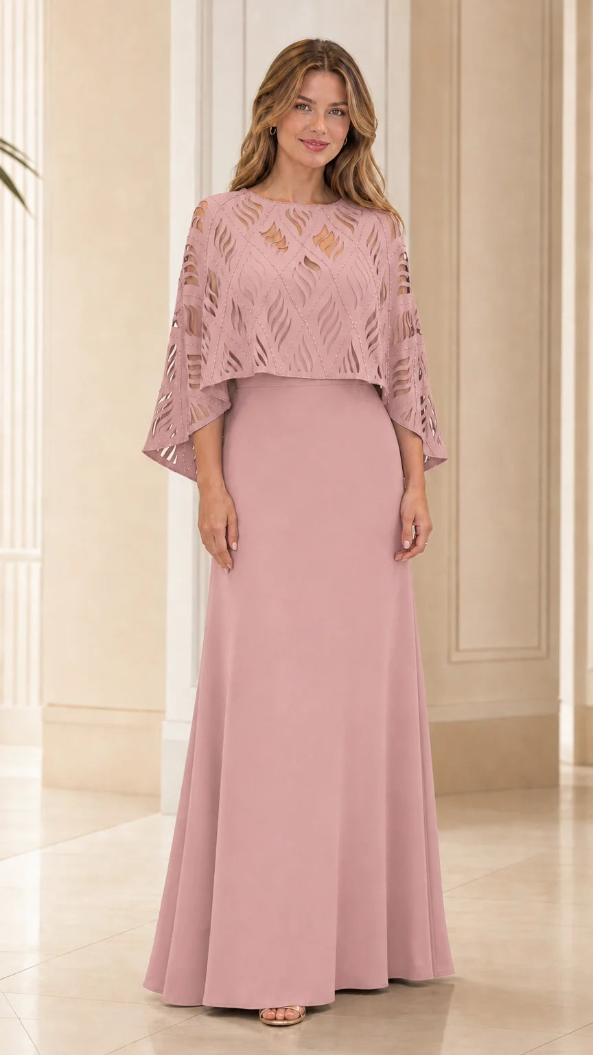 Pearl Cape Evening Gown