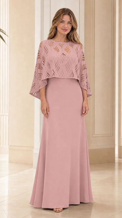 Pearl Cape Evening Gown