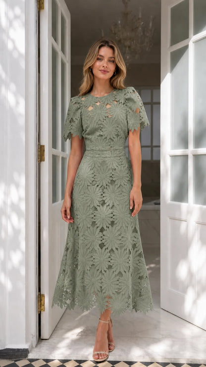Rouge Lace Midi Dress