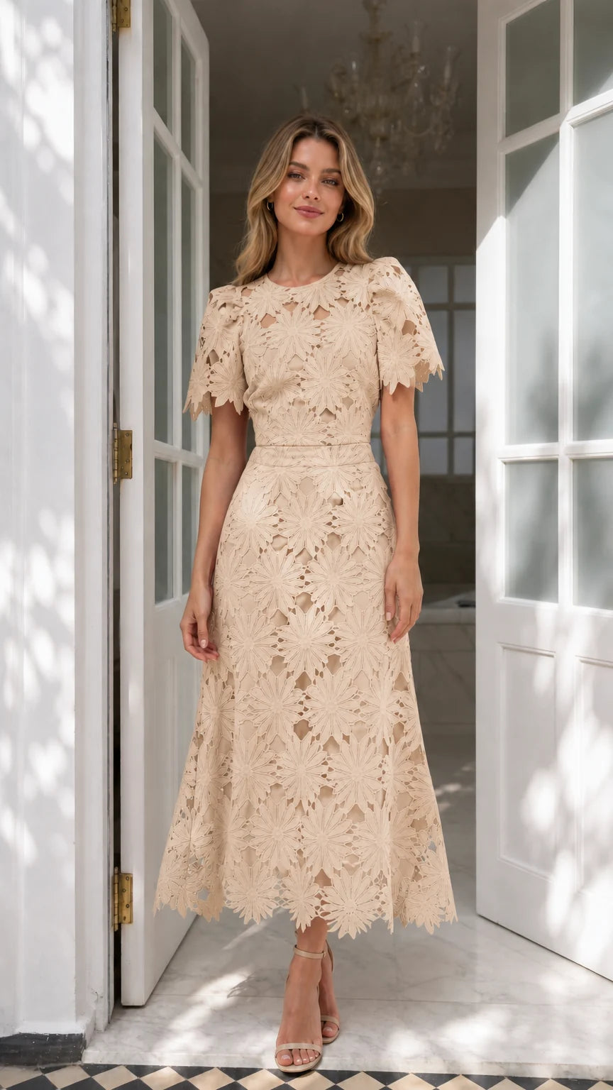Rouge Lace Midi Dress