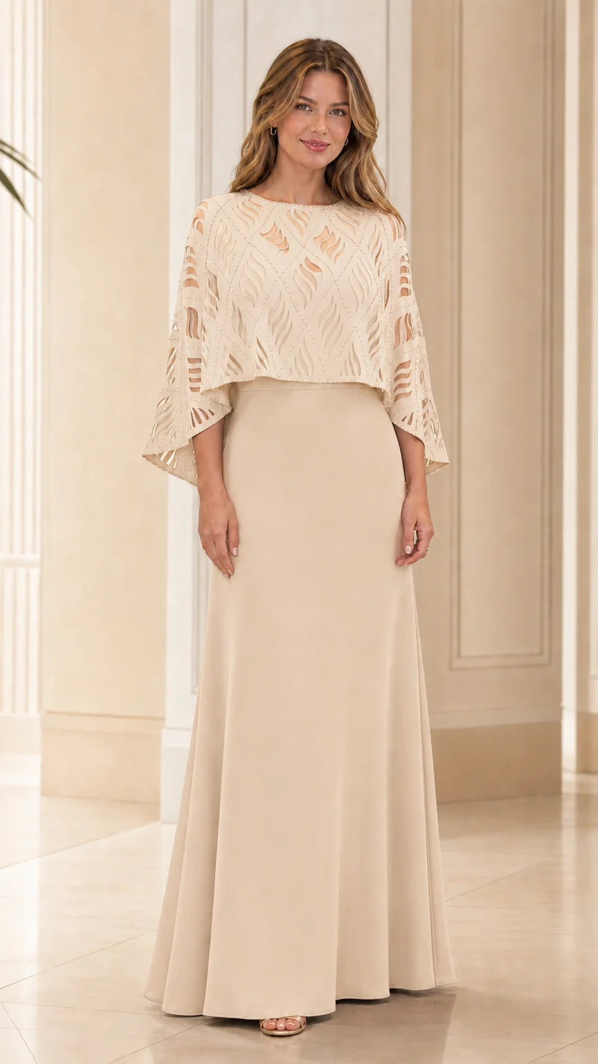 Pearl Cape Evening Gown