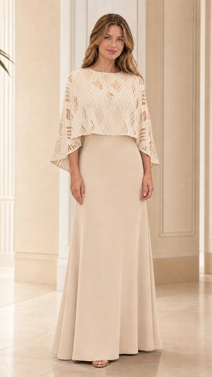Pearl Cape Evening Gown