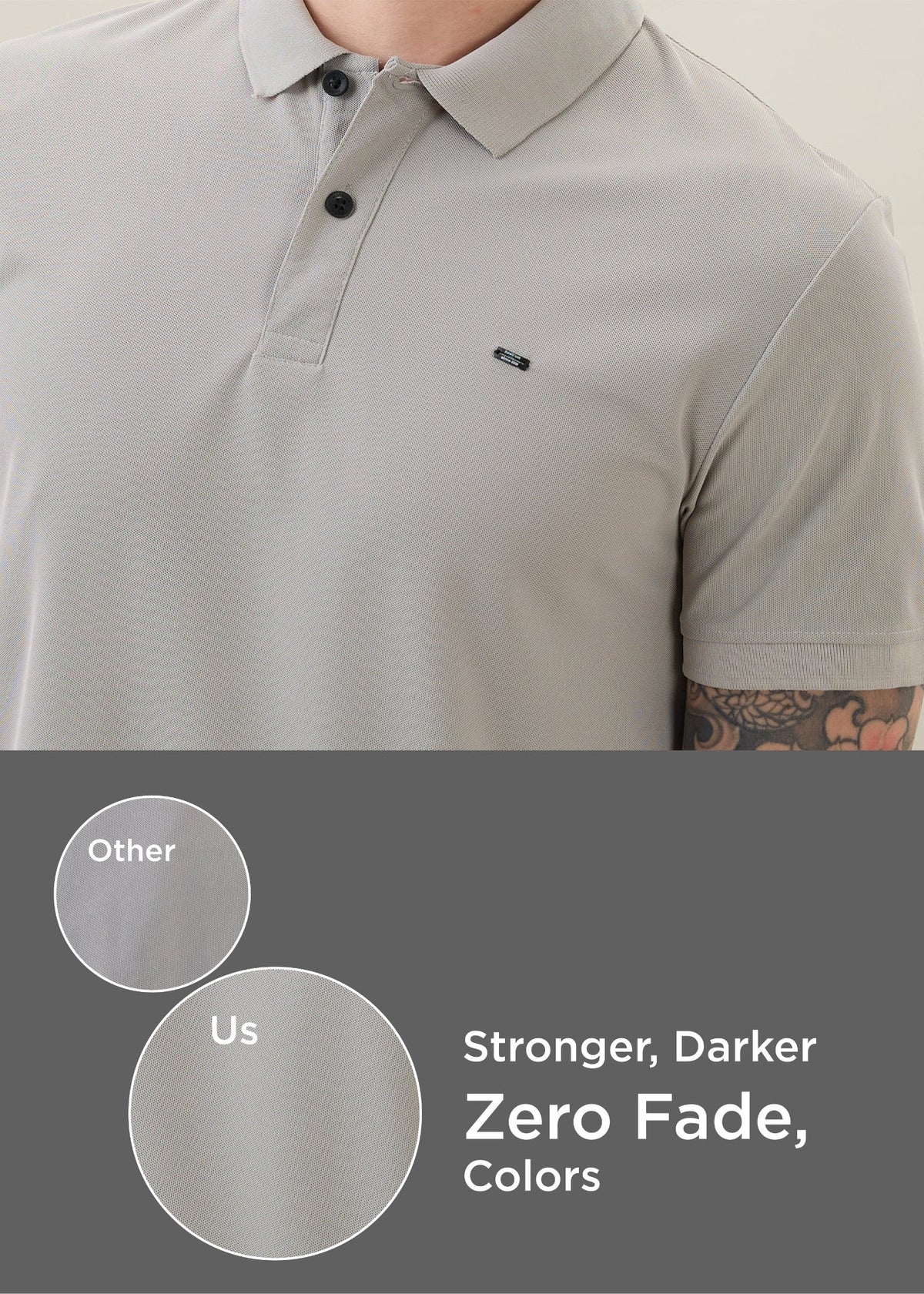 Cherry Half Sleeve Polo: L.Grey