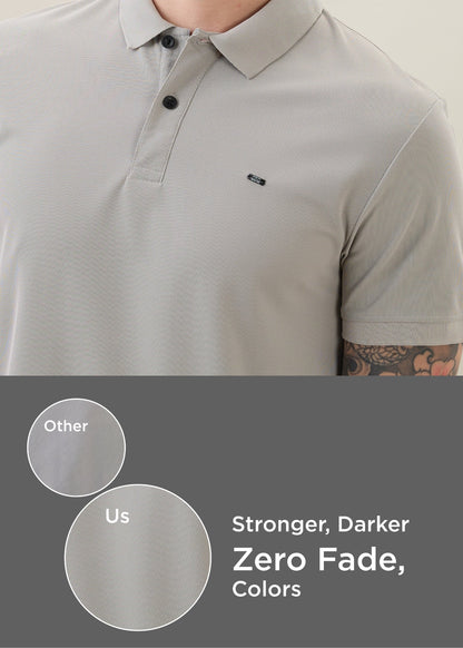 Cherry Half Sleeve Polo: L.Grey