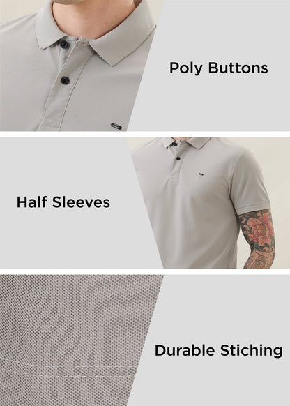 Cherry Half Sleeve Polo: L.Grey