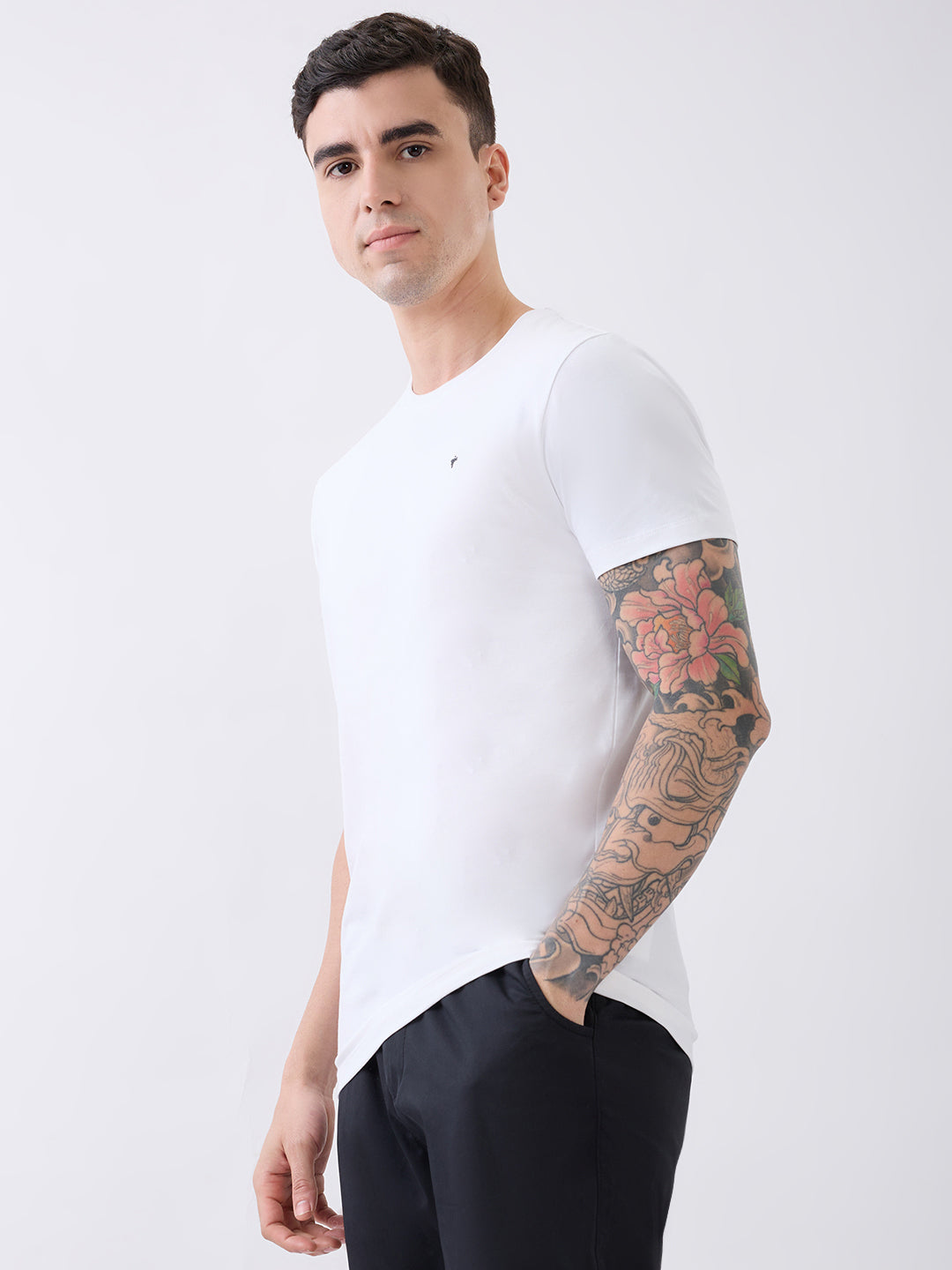 Arch Solid Half Sleeve T-Shirt: White
