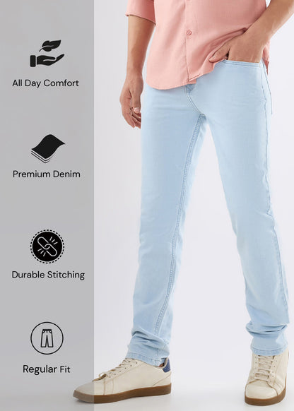 Light Blue Regular-Fit Denim Jeans
