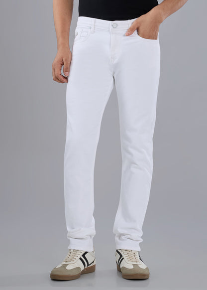 Classic White Regular-Fit Stretch Jeans