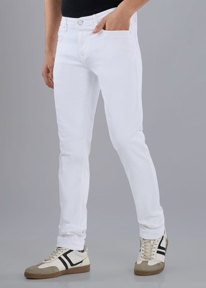Classic White Regular-Fit Stretch Jeans