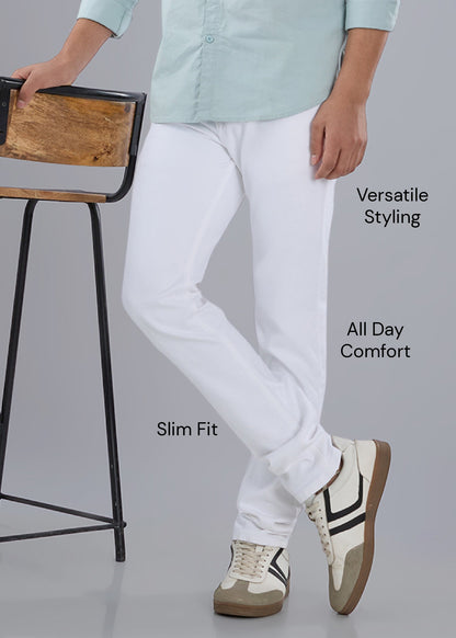 Classic White Regular-Fit Stretch Jeans