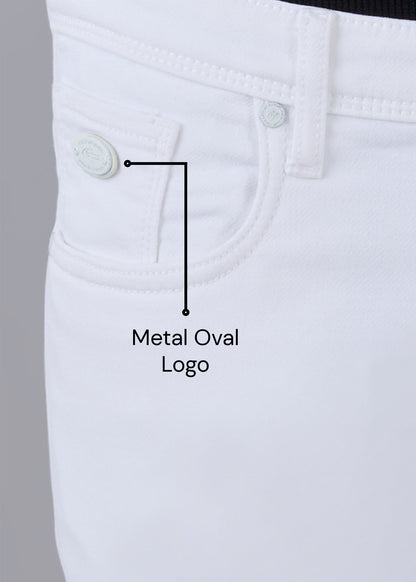 Classic White Regular-Fit Stretch Jeans