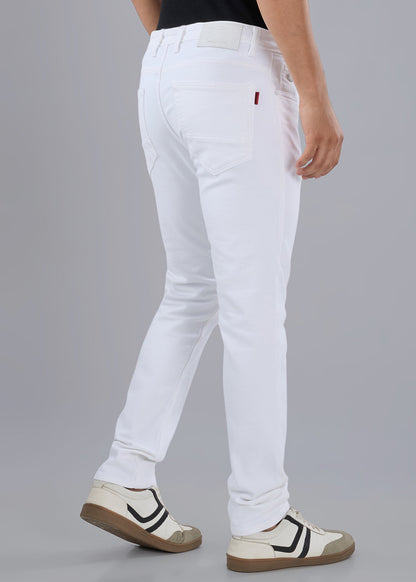 Classic White Regular-Fit Stretch Jeans